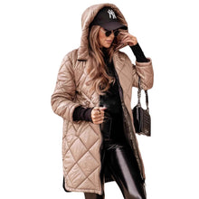 Load image into Gallery viewer, Women&#39;s Winter Hooded Cotton-padded Mid-length Cotton-padded Jacket