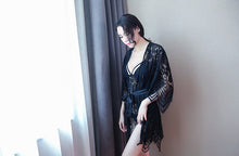 Load image into Gallery viewer, Sexy Lace Transparent Bohemian Sling Sexy Lingerie Hollow Pajamas Nightdress Set