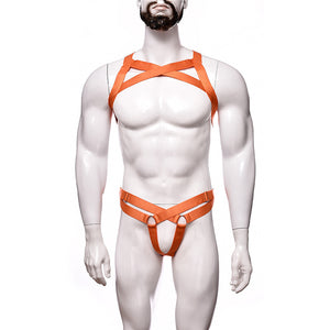 Men's Sexy Lingerie Big Chest Strap Bar Ball Performance Three-point Suit