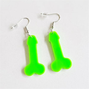 2pcs Creative Funny Acrylic dick shaped Men's  Abstract Non Mainstream Earrings Women's Personalized Jewelry Interesting Gift