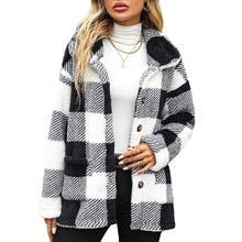 Load image into Gallery viewer, European And American Fashion Autumn And Winter Women&#39;s Lapel Long Sleeve Mid-length Plaid