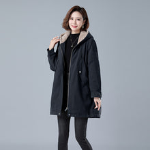 Load image into Gallery viewer, Fleece-lined Thick Hooded Parka Mid-length Long Sleeve Zipper