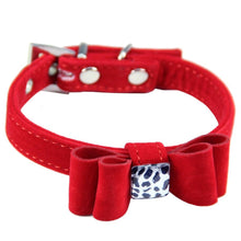 Load image into Gallery viewer, Dog collar made of flannelette with bow tie