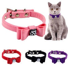 Load image into Gallery viewer, Dog collar made of flannelette with bow tie