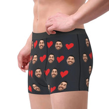 Load image into Gallery viewer, Personalized Face Photo Underwear  Custom Heart Boxer Briefs Custom Men Briefs Gift For Husband - Anniversary Gift For Dad