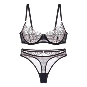 Sexy Underwear Shell Embroidery Bra Set
