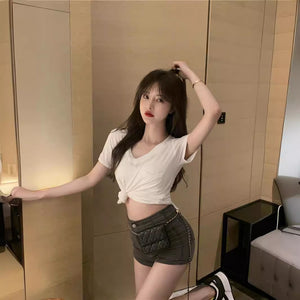 Irregular Hot Girl Pure Desire Short-sleeved Top