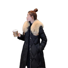 Load image into Gallery viewer, White Duck Slim Fit Down Jacket Women Overknee Mid-length Big Fur Collar Coat