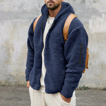 Load image into Gallery viewer, Plush Hooded Jacket Men&#39;s Autumn And Winter Fleece Double-sided Wear Warm Coat With Zipper Loose Casual Jacket Outdoor Clothing