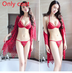 Sexy Lace Transparent Bohemian Sling Sexy Lingerie Hollow Pajamas Nightdress Set