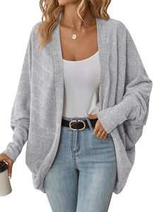 Women's Fashionable Batwing Sleeve Cardigan Loose Knitted Coat