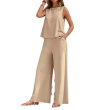 Load image into Gallery viewer, Solid Color Casual Loose Pants Sets For Women Elegant Spring Summer Women&#39;s Two Pieces Suit Full Trouser Set Female Outfit Clothes