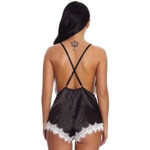 Sexy Lingerie Satin Lace Sexy Pajamas Back Cross Stretch