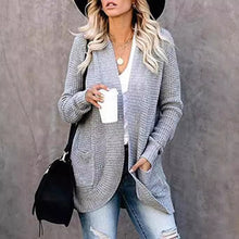 Load image into Gallery viewer, Women&#39;s Curved Placket Knitted Sweater Cardigan