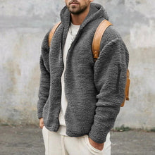 Load image into Gallery viewer, Plush Hooded Jacket Men&#39;s Autumn And Winter Fleece Double-sided Wear Warm Coat With Zipper Loose Casual Jacket Outdoor Clothing