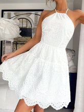 Load image into Gallery viewer, Lace Patchwork Long Dress High Waist A- Line White Dress