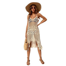 Load image into Gallery viewer, Hollow-out Crocheted Beach Dress Vacation Style