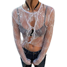 Load image into Gallery viewer, Lace Jacquard See-through Lace Cardigan Summer Lightweight