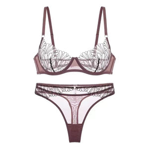 Sexy Underwear Shell Embroidery Bra Set