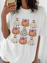 Load image into Gallery viewer, Halloween Pumpkin Bow Fashion Style O-neck Trendy T-shirt