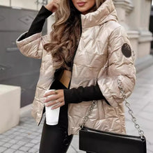 Load image into Gallery viewer, Fashion Hooded Fashion Loose-fitting Long Sleeves Patchwork Cotton Jacket Coat