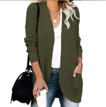 Load image into Gallery viewer, Women&#39;s Curved Placket Knitted Sweater Cardigan