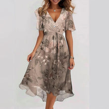 Load image into Gallery viewer, Chiffon Printed Short Sleeve Dress Summer Elegant V-neck Dresses Womens Clothing