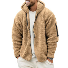 Load image into Gallery viewer, Plush Hooded Jacket Men&#39;s Autumn And Winter Fleece Double-sided Wear Warm Coat With Zipper Loose Casual Jacket Outdoor Clothing
