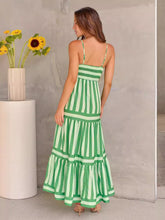 Load image into Gallery viewer, Summer Striped Printed Suspender Long Dress With Pockets Fashion Square Neck Backless Dresses For Beach Vacation Women Clothing