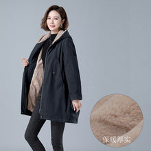 Load image into Gallery viewer, Fleece-lined Thick Hooded Parka Mid-length Long Sleeve Zipper