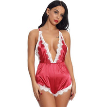 Load image into Gallery viewer, Sexy Lingerie Satin Lace Sexy Pajamas Back Cross Stretch