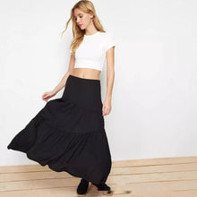 Load image into Gallery viewer, High Waist Elastic Skirt Irregular Pleated A- Line Big Hem Dress