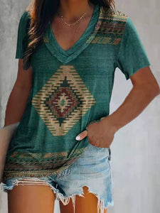 Ethnic Style Two Layers Collar Short Sleeve