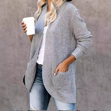 Load image into Gallery viewer, Women&#39;s Curved Placket Knitted Sweater Cardigan