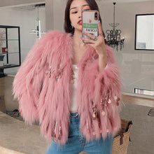 Load image into Gallery viewer, P8A Long Fur Environmental Protection Fox Fur Tassel Fur Coat