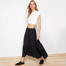 Load image into Gallery viewer, High Waist Elastic Skirt Irregular Pleated A- Line Big Hem Dress