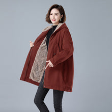 Load image into Gallery viewer, Fleece-lined Thick Hooded Parka Mid-length Long Sleeve Zipper