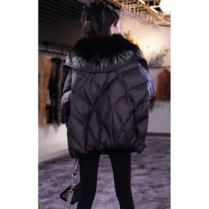 Black Fur Collar Cotton-padded Coat Warm-keeping Jacket