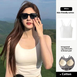 Fixed Cup Sleeveless Casual Bottoming Top