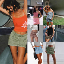 Load image into Gallery viewer, Solid Color Low Waist Denim Slim Fit Package Hip Skirt