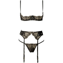 Load image into Gallery viewer, 1/4 Cup Sexy Bra Crotchless Panties Set Embroidery Lingerie Thin Temptation Bra and Panty with Garters Sets Women Intimates