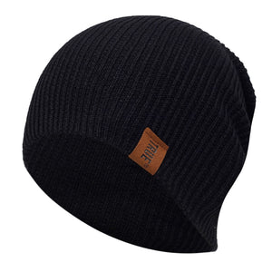 1 Pcs Hat PU Letter True Casual Beanies for Men Women Warm Knitted Winter Hat Fashion Solid Hip-hop Beanie Hat Unisex Cap