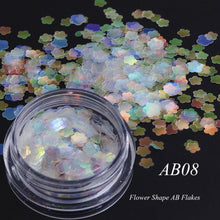 Load image into Gallery viewer, 1 box Holographic Nail Glitter Mix Star Round Heart Flakes Mermaid Mirror Irregular Paillette Sequins 3D Nail Art Decor TR680/AB