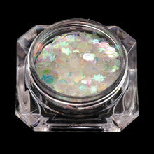 Load image into Gallery viewer, 1 box Holographic Nail Glitter Mix Star Round Heart Flakes Mermaid Mirror Irregular Paillette Sequins 3D Nail Art Decor TR680/AB