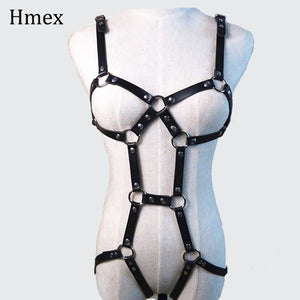 1 set Sexy Women Leather Harness Underwear Garter Belts men Punk Gothic Suspenders Bondage Straps Bra Garter Body Lingerie