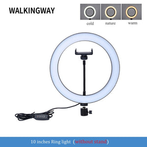10" LED Ring Light Photographic Selfie Ring Lighting with Stand for Smartphone Youtube Makeup Video Studio Tripod Ring Light