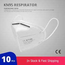Load image into Gallery viewer, 10 Pcs KN95 Face Masks Dust Respirator KN95 Mouth Masks Adaptable Against Pollution Breathable Mask Filter (not for medical use)
