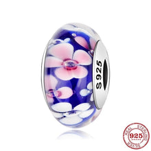 Load image into Gallery viewer, 100% Authentic 925 Sterling Silver Pink heart Murano Glass Beads Fit Original Pandora Charms Bracelet Jewelry