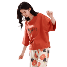 Load image into Gallery viewer, 100% Cotton Pajamas Set Women Pajamas Home Wear Short Sleeve Casual Pajama Set Female Loose Sleepwear Loungewear XXL XXXL 4XL