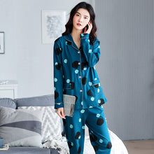 Load image into Gallery viewer, 100% Cotton Pajamas Set Women Winter Autumn Sexy Femme Dot Print Pyjama Long Sleeve Shirts Pants 2Piece/Set Mom Homewear 3XL